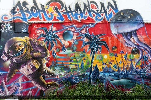 274 - COSMONAUTE STREET ART - THAILANDE - Kho Phan Gan - aout 18